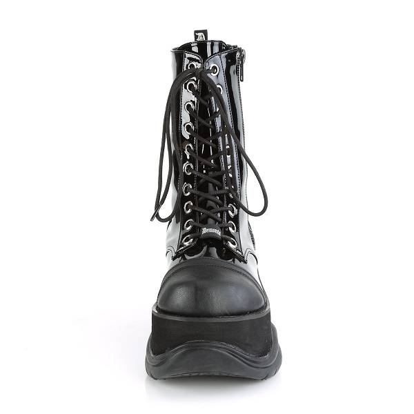 Demonia Neptune-200 Black Vegan Leather Stiefel Herren D580-431 Gothic Halbhohe Stiefel Schwarz Deutschland SALE